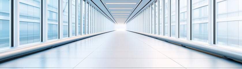 bright, modern corridor with large windows and sleek flooring creates spacious atmosphere