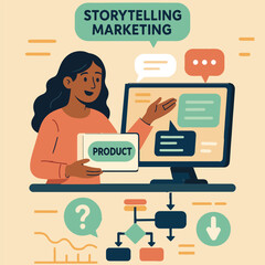 Storytelling marketing strategy product selling flat vector