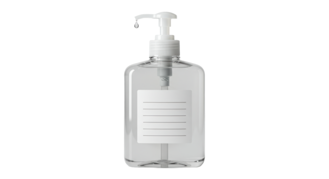 Isolated Sanitizer Bottle with Pump Empty Label
