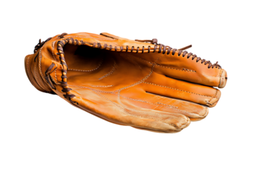 Vintage Worn Baseball Glove, Open Palm, Detailed Stitching