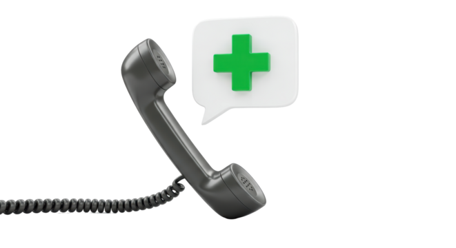 Isolated Retro Telephone with Medical Symbol in Speech Bubble