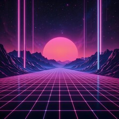 Retro 80s Vaporwave Abstract Background