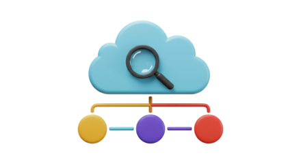 Isolated 3D Cloud Network with Magnifying Glass for Data Analysis