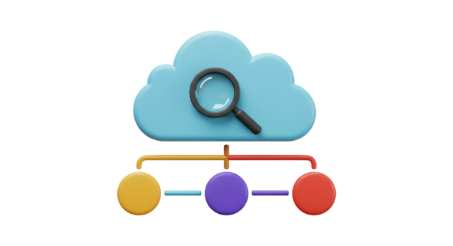 Isolated 3D Cloud Network with Magnifying Glass for Data Analysis