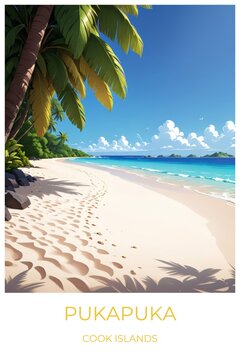 Pukapuka Cook islands Travel Poster Flat Illustration Print Decor Gift Canvas Wall Art Gift