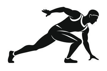 Silhouette Athlete in Starting Position