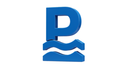 Isolated Blue Parking Sign with Waves