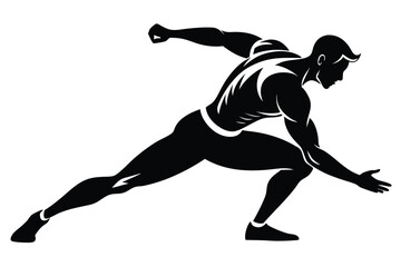 Black Silhouette of a Muscular Man Starting to Run 