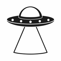 UFO Icon with Light Beam Vector Design.