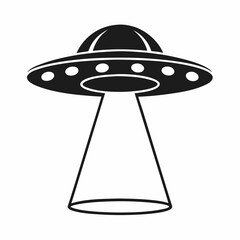 UFO Icon with Light Beam Vector Design.