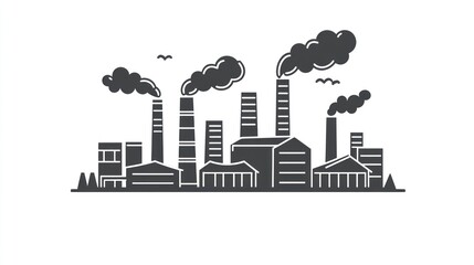 Obraz premium Industrial landscape with pollution, vector illustration (1)