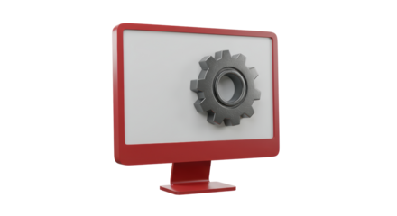 Isolated Computer Monitor Displaying Gear Mechanism Icon