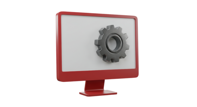 Isolated Computer Monitor Displaying Gear Mechanism Icon