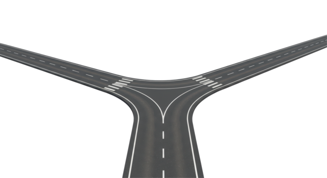 Isolated Road with Y-Shaped Intersection and Zebra Crossings