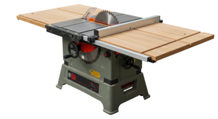 Isolated Table Saw with Extension Wings and Safety Features