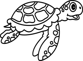 Hand drawn turtle cartoon doodle outline