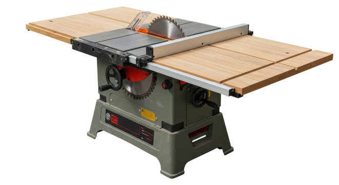 Isolated Table Saw with Extension Wings and Safety Features