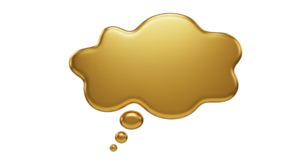 Isolated Golden Speech Bubble with Droplets
