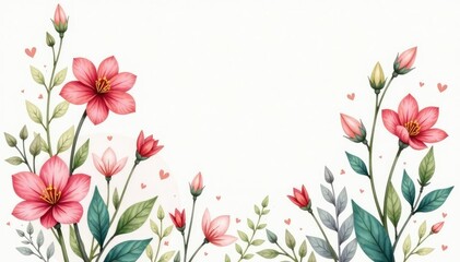 Obraz premium Delicate watercolor botanical print, soft pastel hues , calm, design, background