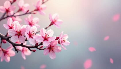 Obraz premium Delicate pink sakura blossoms, intricate branches, soft pastel background , soft pink, sakura