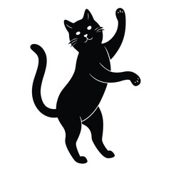 Black and white cat silhouette vector illustration