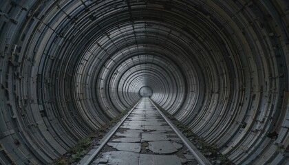 Eerie descent into abandoned underground tunnel urban exploration photography dark environment perspective on urban decay