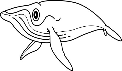 Obraz premium Hand drawn whale cartoon doodle outline