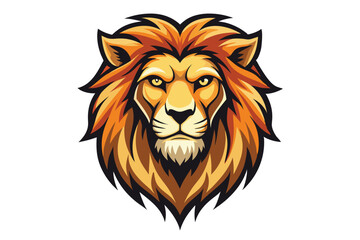 Cartoon Lion Head with Sharp Mane, Golden Eyes and Detailed