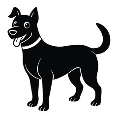 Black and white dog and cat cartoon vector illustration of a cute puppy and kitten together