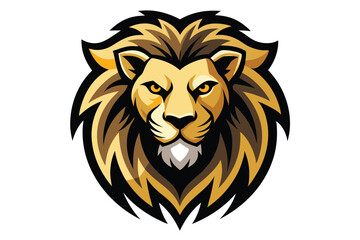 Lion Head Logo Mascot in Golden and Brown Tones Design