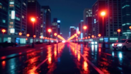 Fototapeta premium Abstract late-night city lights forming geometric shapes, urban, lights, concept