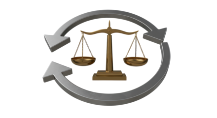 Isolated Justice Balance Surrounded by Recycling Arrows