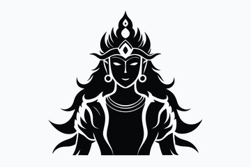 Beautiful Goddess with Ornamented Crown 