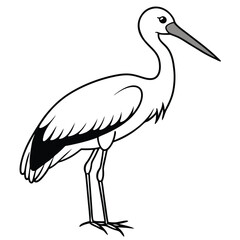 Black crowned crane and heron silhouettes standing in nature