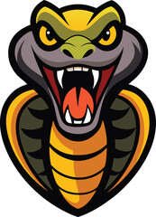 Aggressive Cobra Head Mascot Logo, Vector Icon Illustration