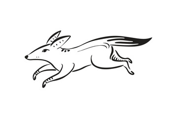 Running Fox Design, Animal Illustration, Minimalist, Outline Style, on White
