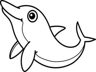 Hand drawn dolphin cartoon doodle outline