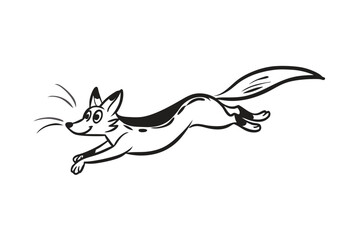 Cartoon Fox Leaping Silhouette Art with Expressive Lines 