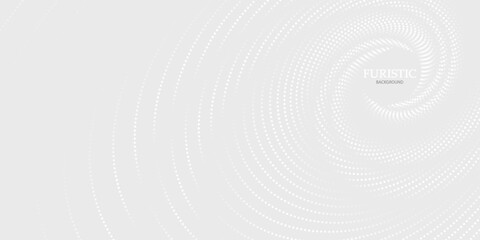 Abstract white glowing geometric lines on gray background. Modern shiny blue circle lines pattern. Futuristic technology concept. Suit for cover, poster,