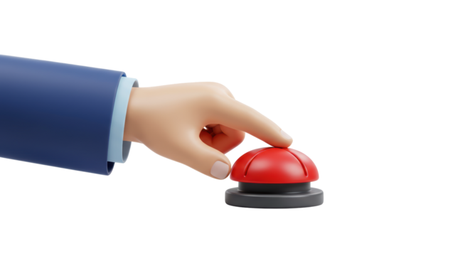 Isolated Hand About to Press a Red Button