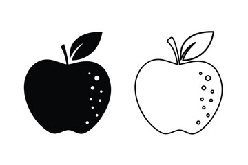 Contrast Between Black and White Apple Illustrations: Minimalist Design Comparison