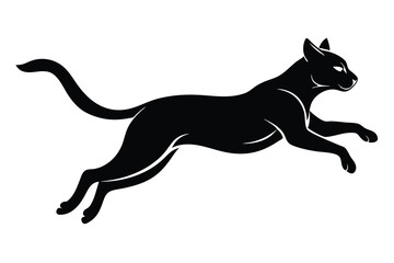 Elegant Black Cat Silhouette Leaping with Agility 