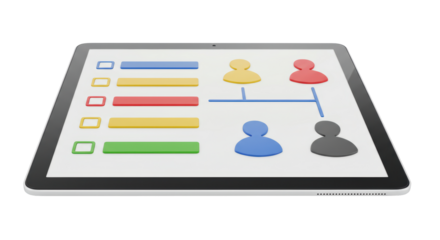 Isolated Tablet Computer Displaying Business Organizational Chart