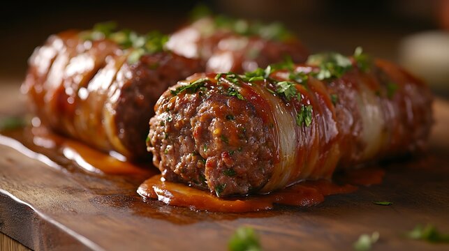 Eking or nothing food made from minced meat wrapped