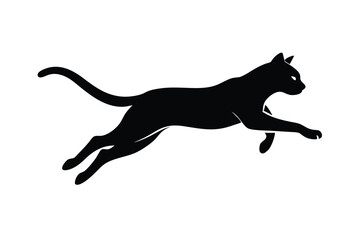Leaping Feline Silhouette, Dynamic Cat 
