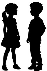 Set of kids boy and girl silhouette isolated on white background
