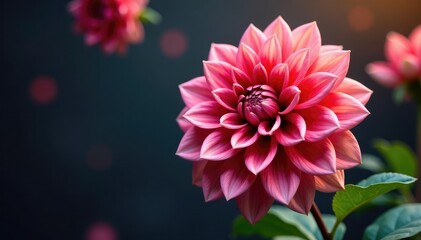 Intricate dahlia blooms, vibrant colors, lush petals , pink, vibrant, macro