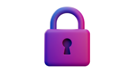 Isolated 3D Render of a Vibrant Purple and Blue Padlock Symbol