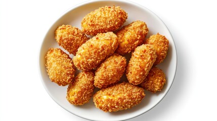 Golden Bites of Delight: A top-down view of a plate brimming with crispy, golden-brown fried snacks, artfully arranged to tempt the palate with their delicious allure.