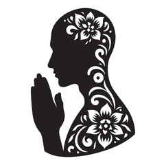  praying silhouettes vector on a white background.